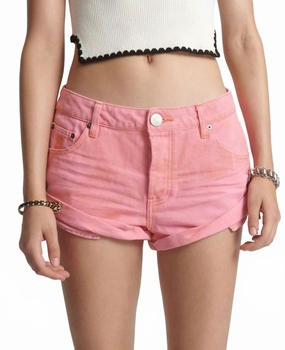 Bandits Low Waist Denim Short In Pink Kiss dance clothing