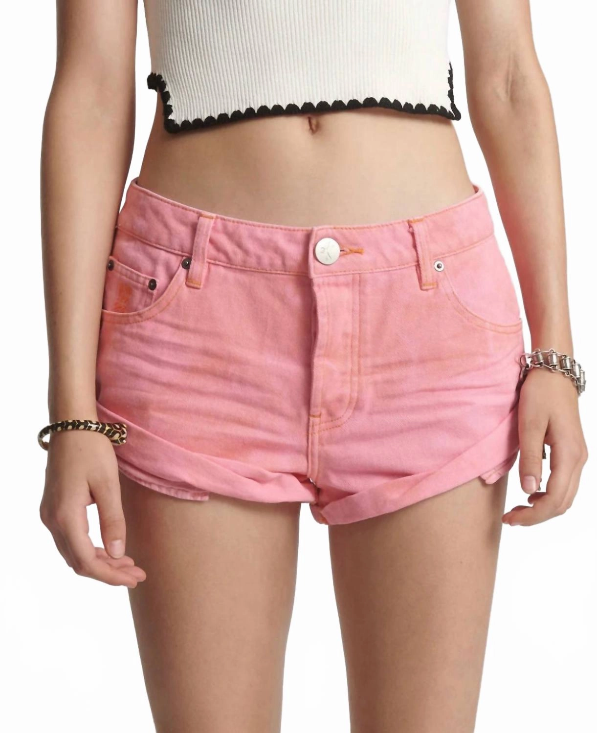 Bandits Low Waist Denim Short In Pink Kiss Warm Weather Wear
