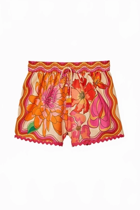 Extended Inseam Options denim material Beige Spring Affair Shorts In Orange