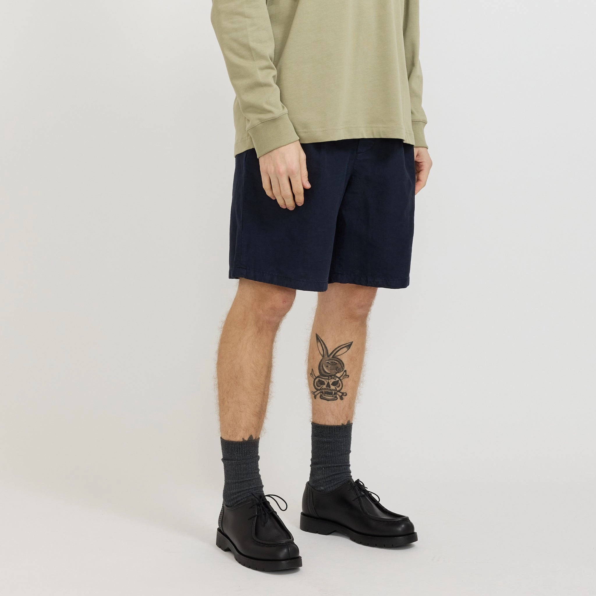 Benn Cotton Linen Shorts Dark Navy High Waist Non Cling Material