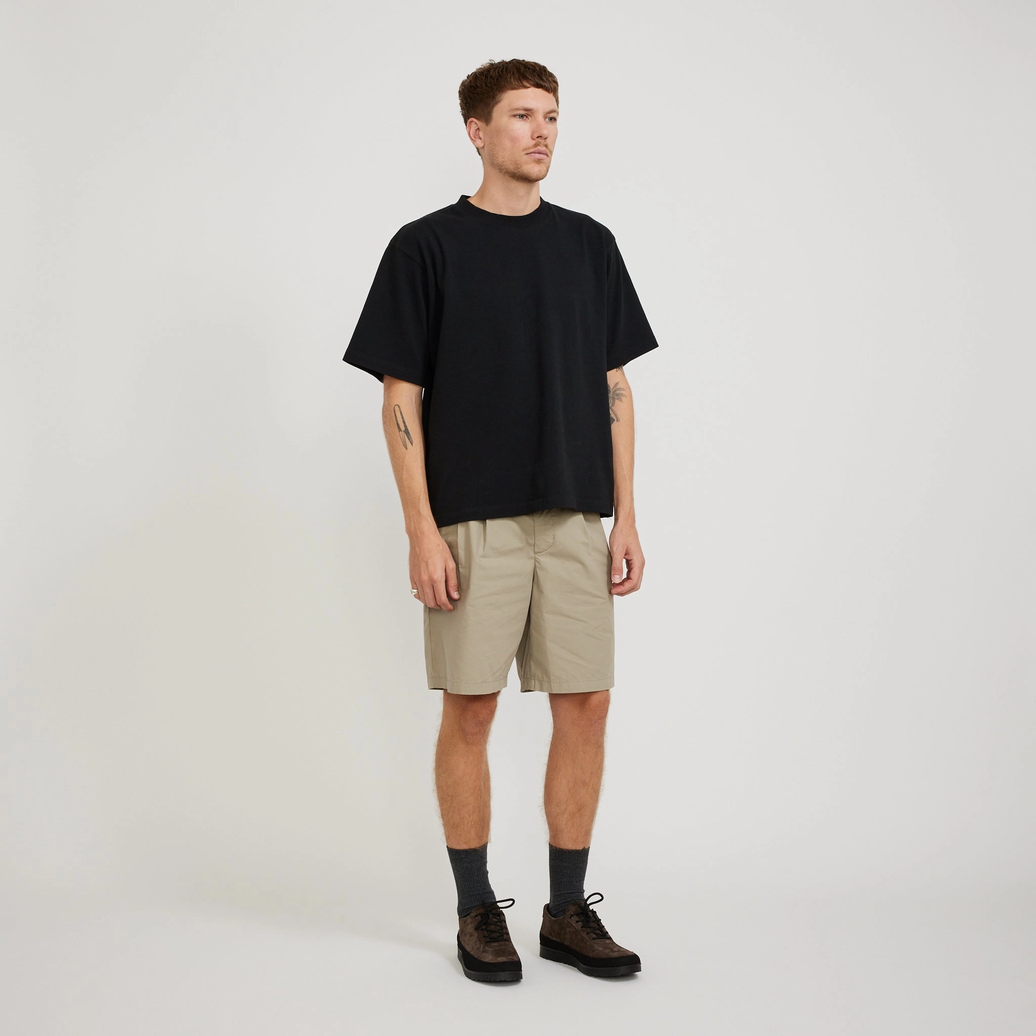 Sporty Vibe Wear Benn Relaxed Typewriter Pleated Short Clay