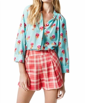 Pleated Plaid Walking Shorts In Watermelon Plaid Spandex shorts Cargo shorts