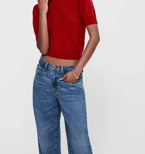 Knit Essentials Lightweight insulation Pointelle Puff Sleeve Sweater In Paprika