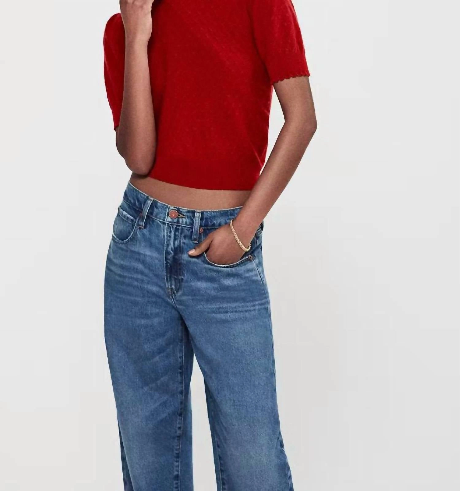 Pointelle Puff Sleeve Sweater In Paprika Ultra Soft Merino Blend Knitted Fashion