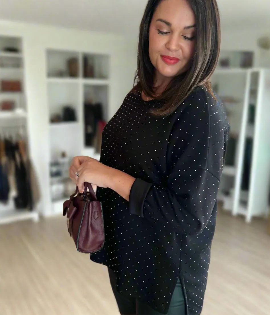 Black Diamante Sparkle Top QuickDry Technology