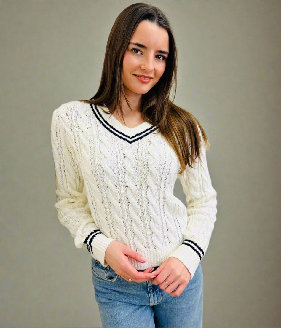 Black & Ivory Cricket Jumper Sleek Movement