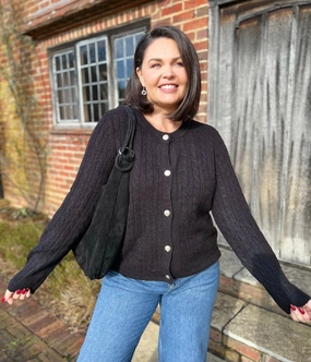 Cozy Must-Have Black Cable Knit Classic Cardigan