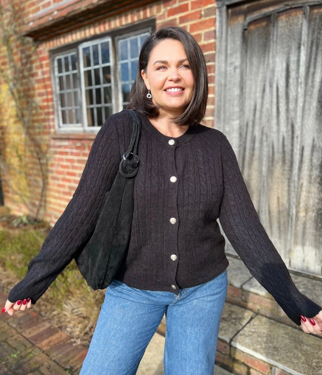 Cozy Must-Have Black Cable Knit Classic Cardigan