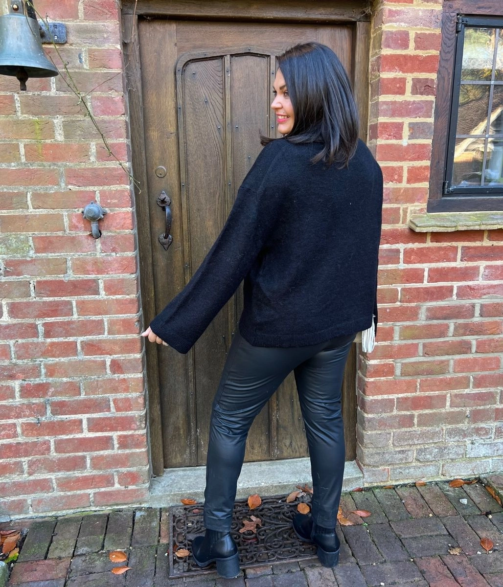 Oversized Fit Winter Ready Layer Black Crew Neck Jumper