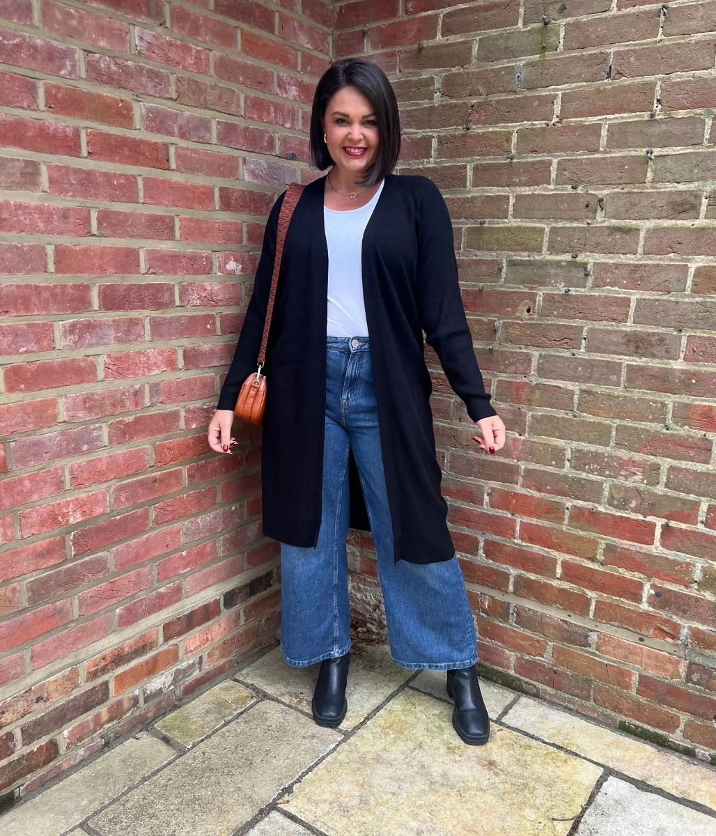 Chilly Knit Warm Look Black Ribbed Longline Cardigan