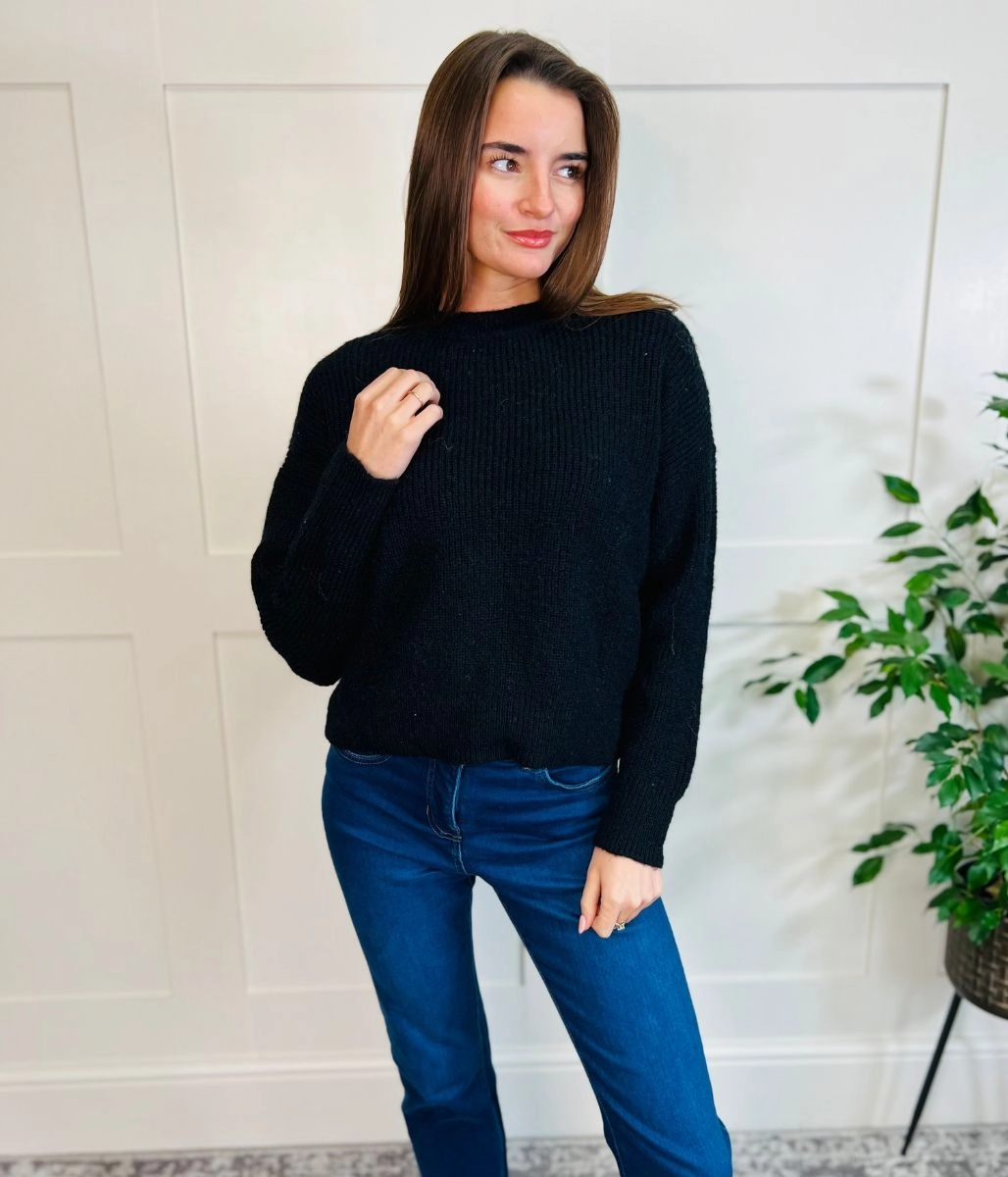 Black Wool Blend Classic Jumper elegant design