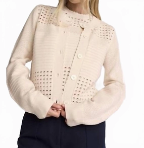 Blondie Cardigan In Beige Textured Knit