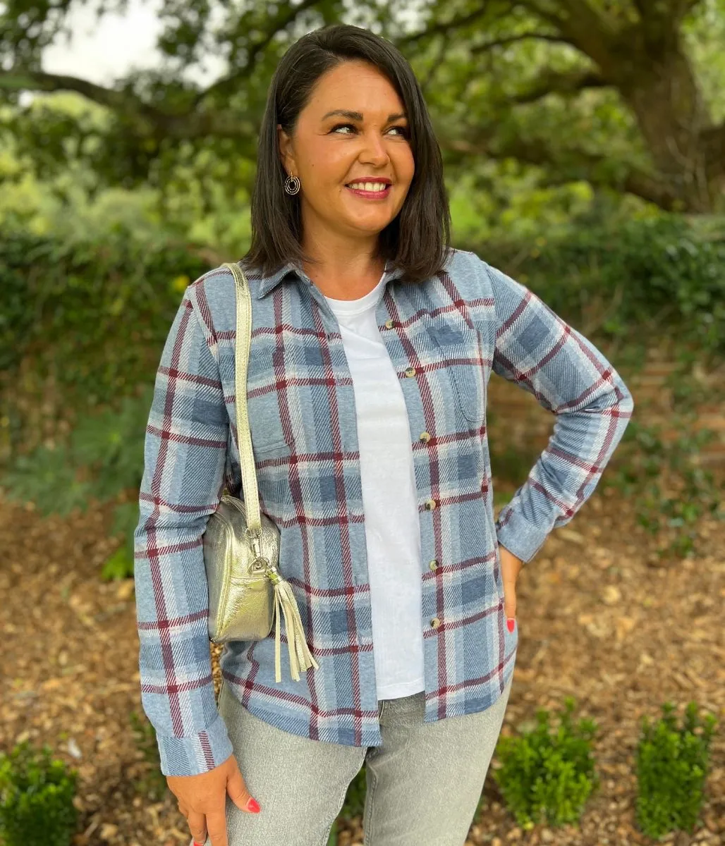 MultiFunctionalPockets Blue Check Soft Jersey Shirt