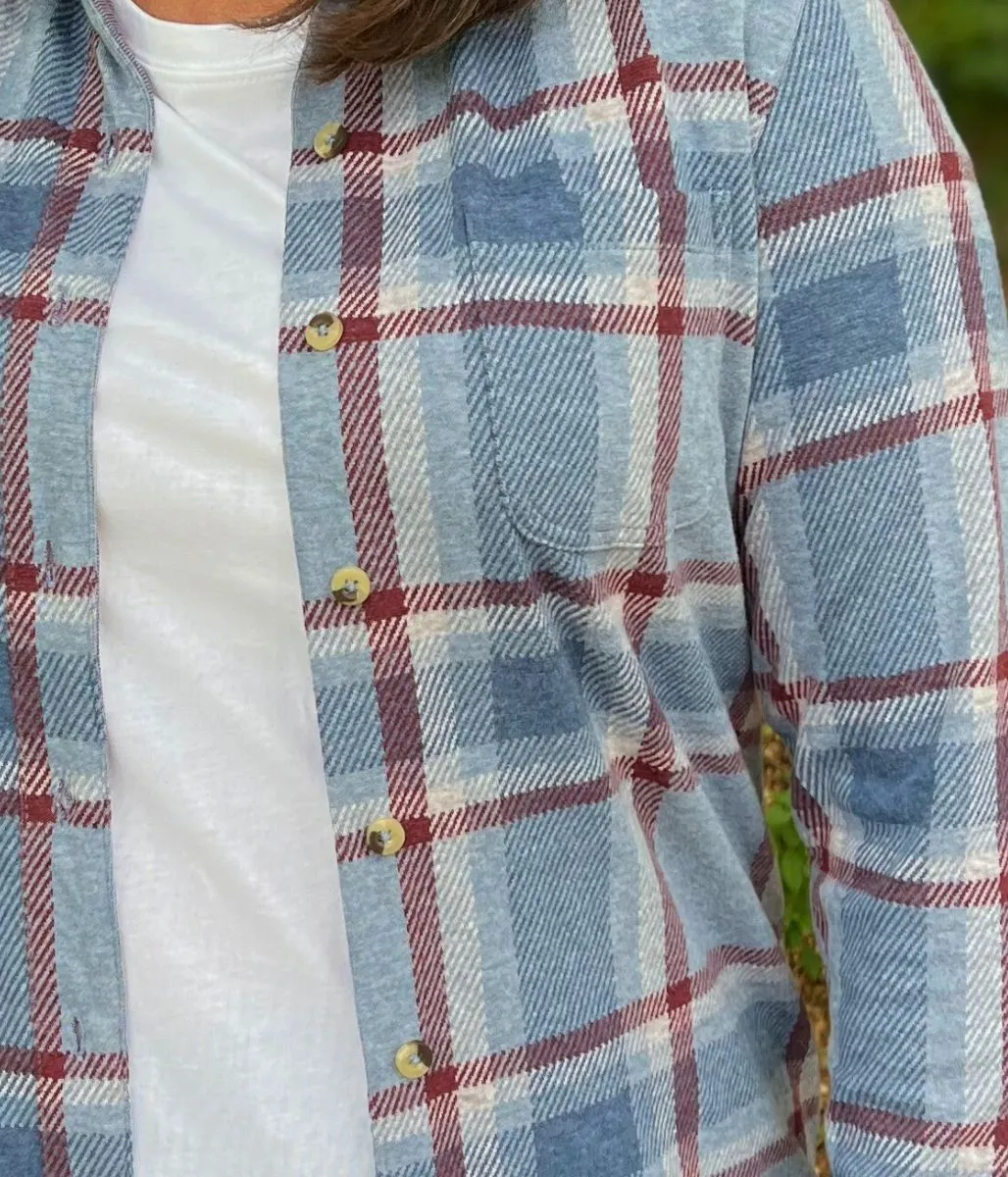 Blue Check Soft Jersey Shirt Basic Tank