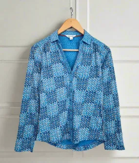 Blue Patchwork Print Annie Jersey Shirt BondedEdges
