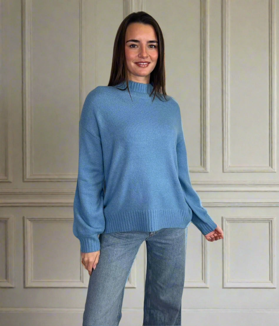 Blue Heidi Relaxed Jumper Moisture Wicking Knit