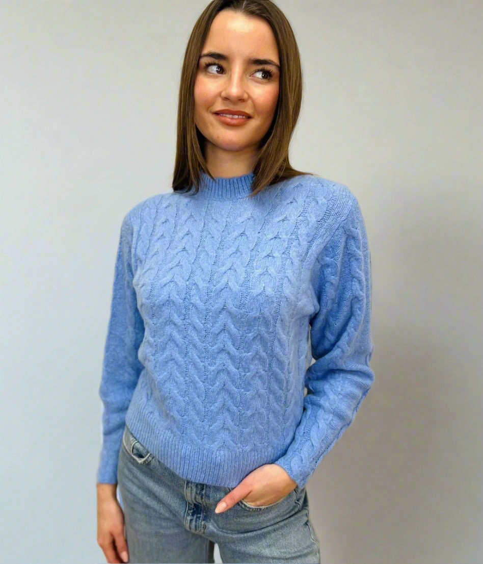 Blue Soft Cable Jumper Chic Layering