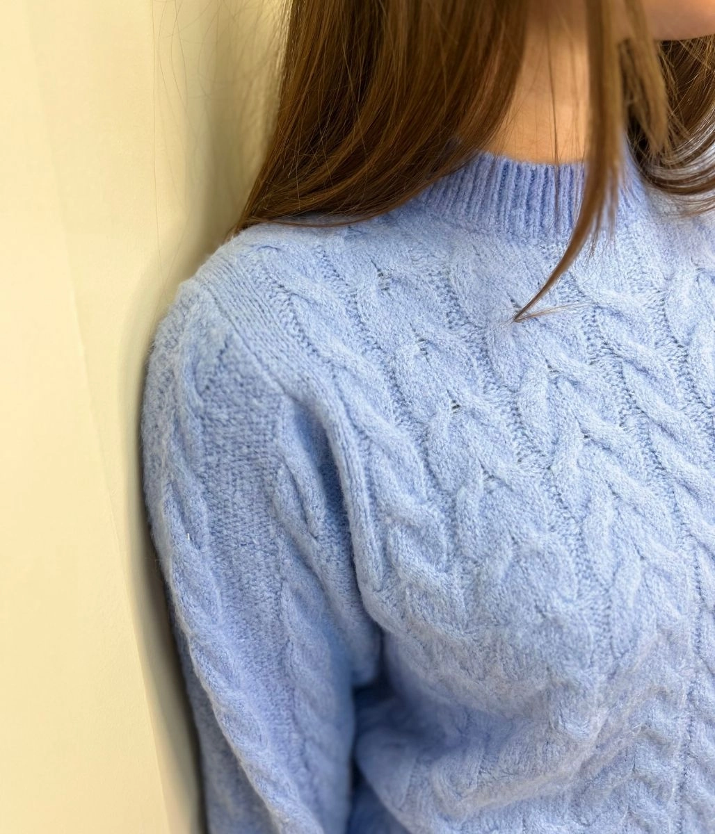Blue Soft Cable Jumper Reversible design Knitted Comfort