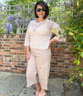 Blush Crochet V Neck Top QuickDrying