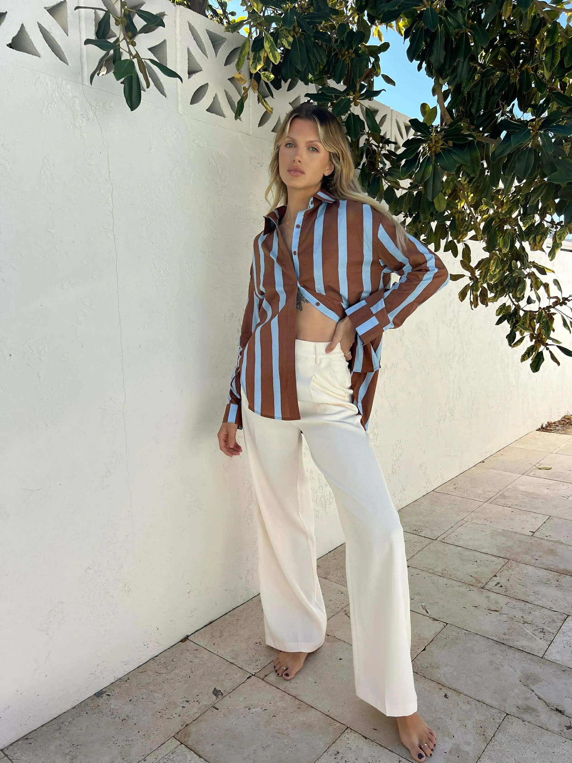 SABINE WIDE LEG PANT - CREAM Casual Appeal Lightweight Construction