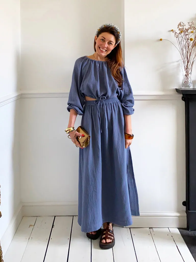 Lulu Organic Cotton Skirt in Pewter by HANNAH BEAUMONT Comfy Feel