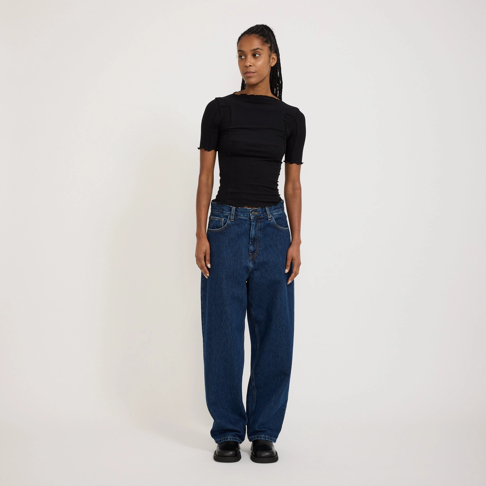 Women's Brandon Pant Blue Stone Washed Reinforced Stitching Details