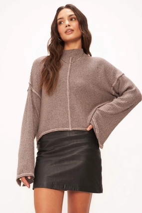Break It Down Sweater Rib Mock Neck Snuggly Comfort Versatile Knit