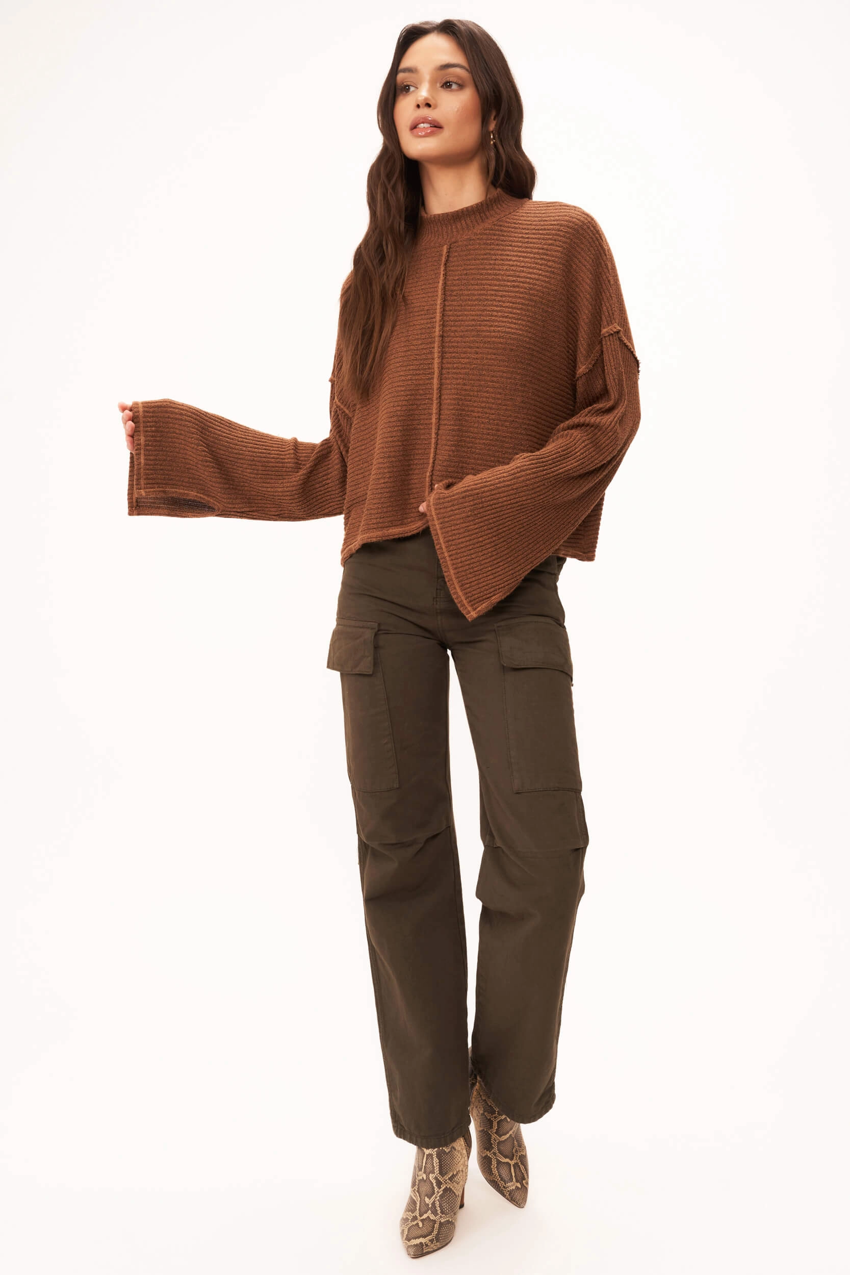 Vintage Wash Finish Breathable fabric Break It Down Sweater Rib Mock Neck