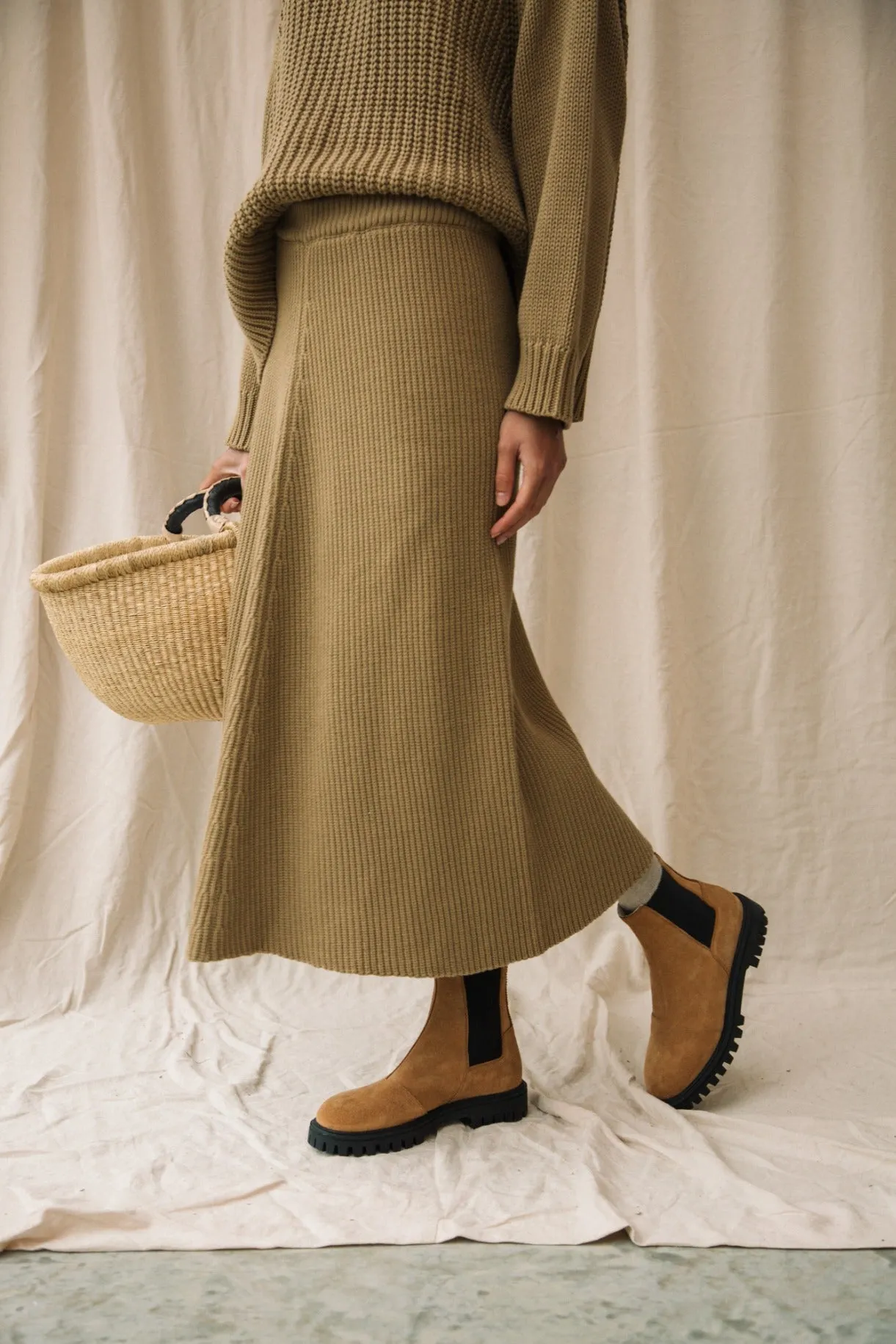 Mio Organic Cotton Knitted Skirt in Sand Relax Mode