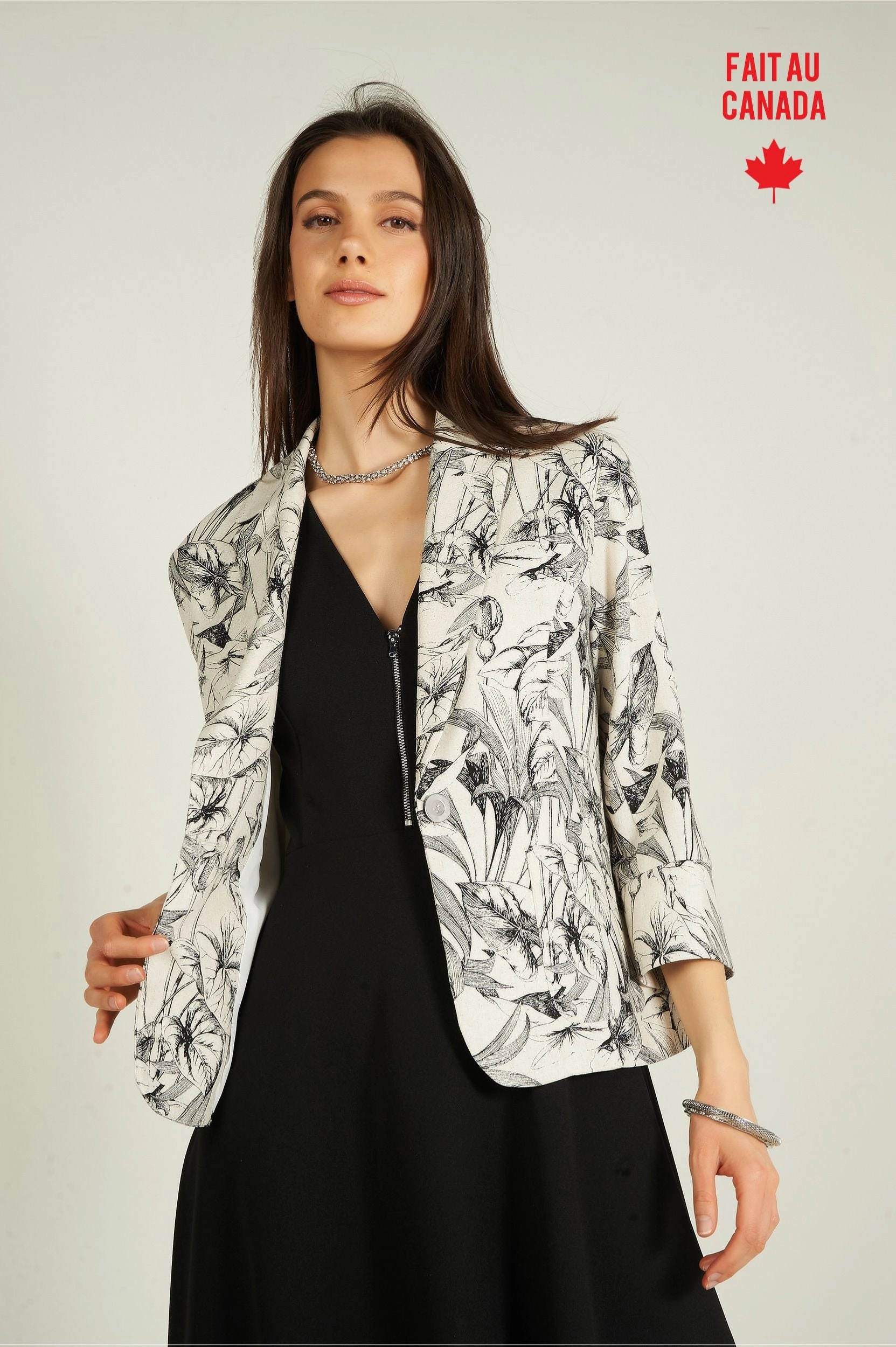 Veston imprim?? ?? manches trois-quarts - MAXIME2 - (R-C6) Hidden Pocket System