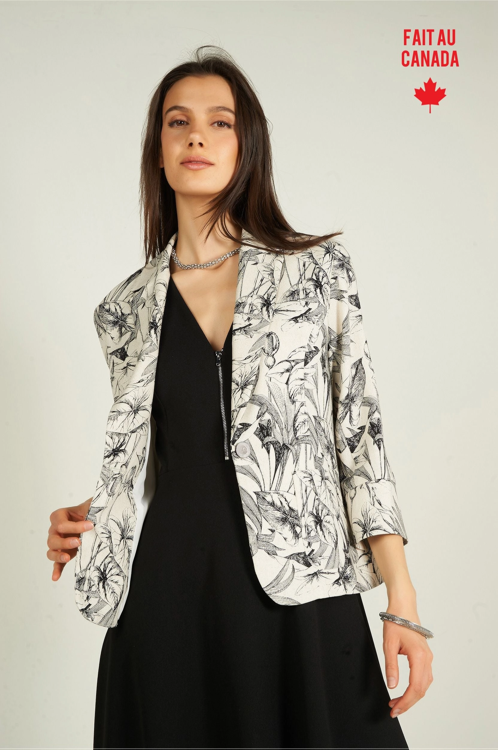 Veston imprim?? ?? manches trois-quarts - MAXIME2 - (R-C6) Non Irritating Edging