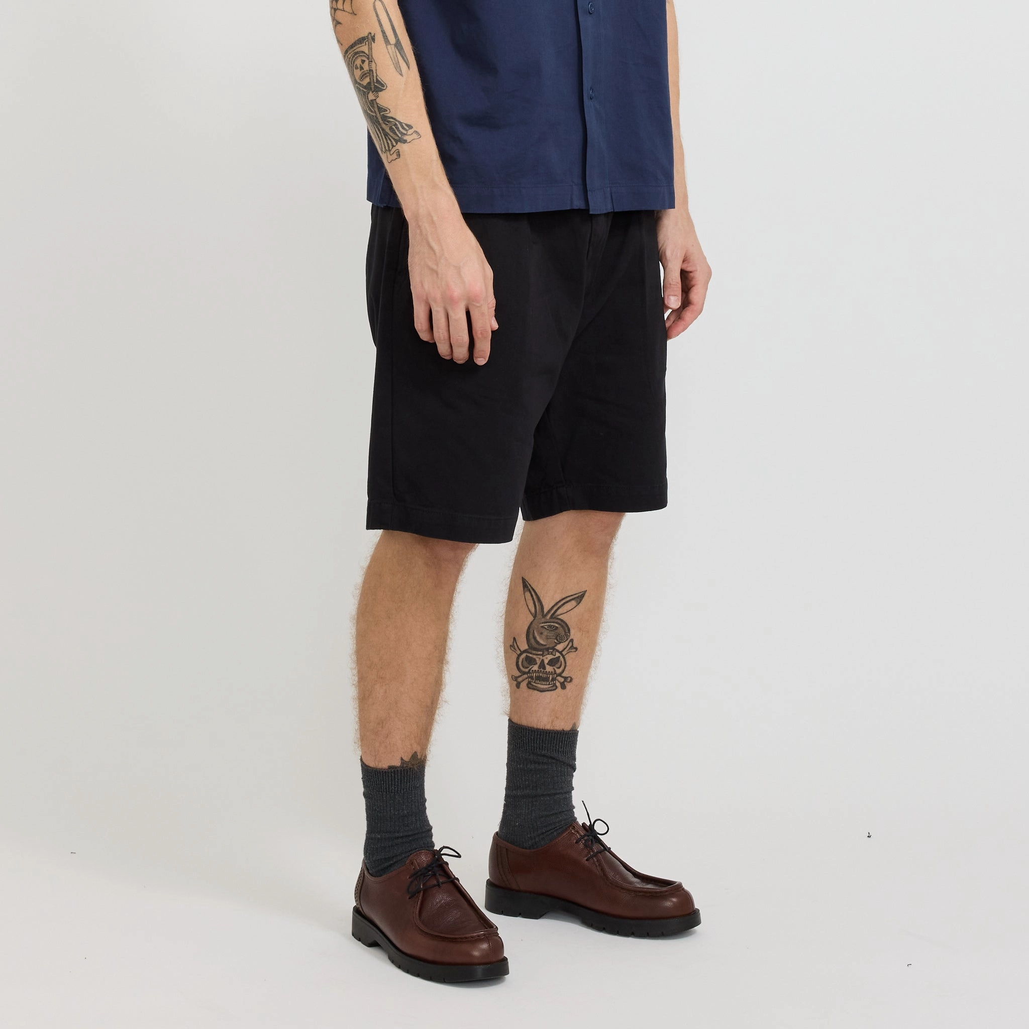 Drill Part Timer Shorts Black cardigan Cooling Mesh Lining