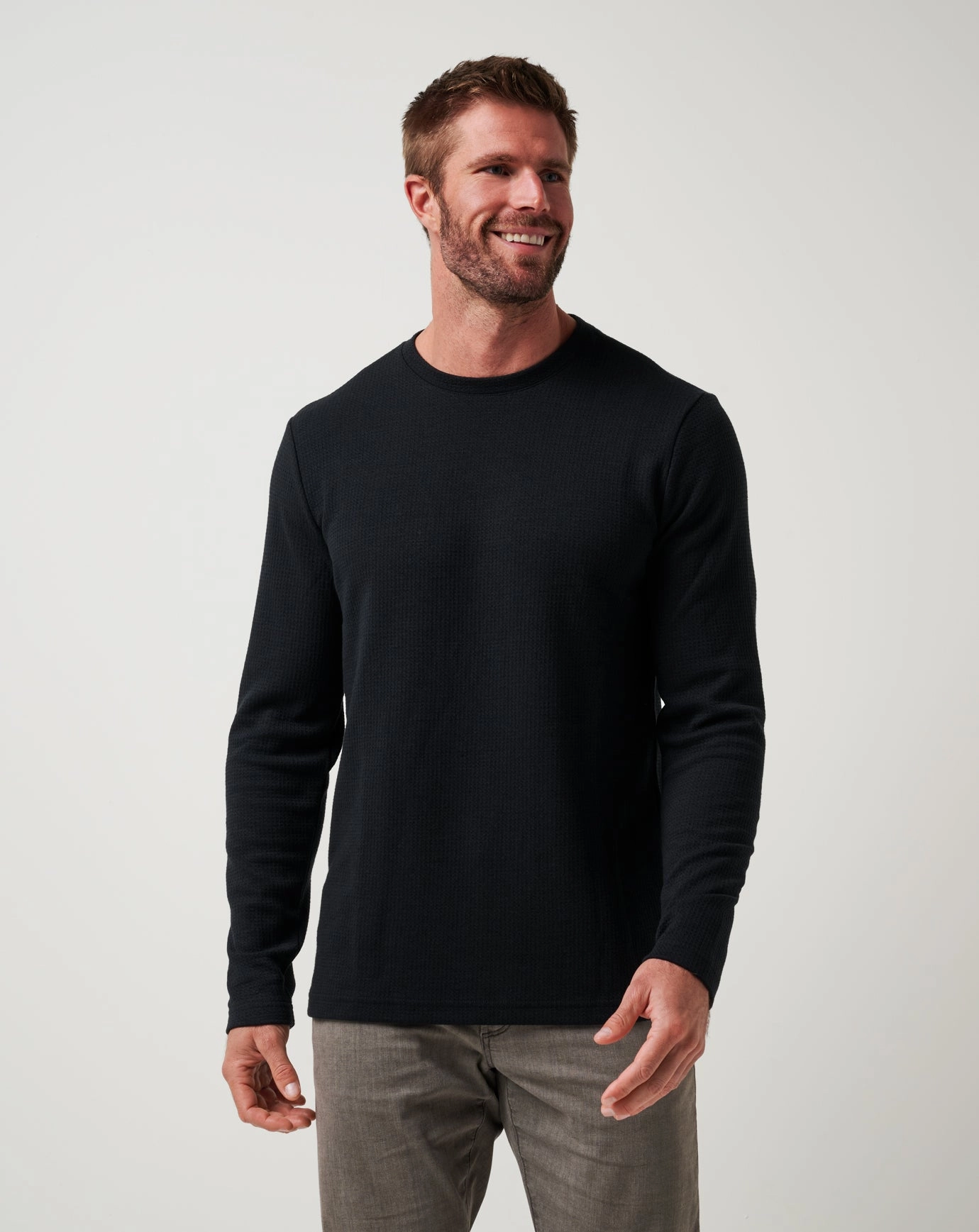 Cozy Midweight Fabric Modern Turtleneck Style Cloud Waffle Crew