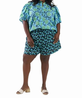 Estefania Floral Pullover Short - Plus In Celia Adjustable Waistband