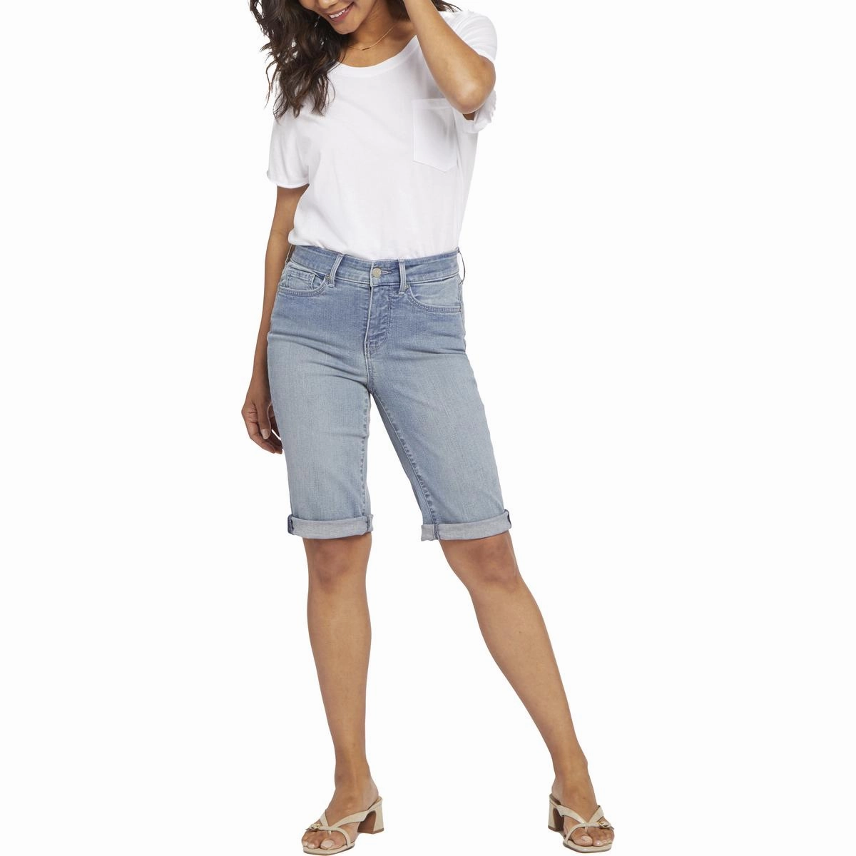 Briella Womens Cuffed Denim Denim Shorts first day of school Trendy Style