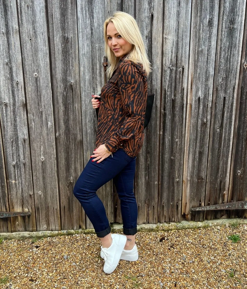 Brown Animal Print Shirt Multi Way Adjustable Fit