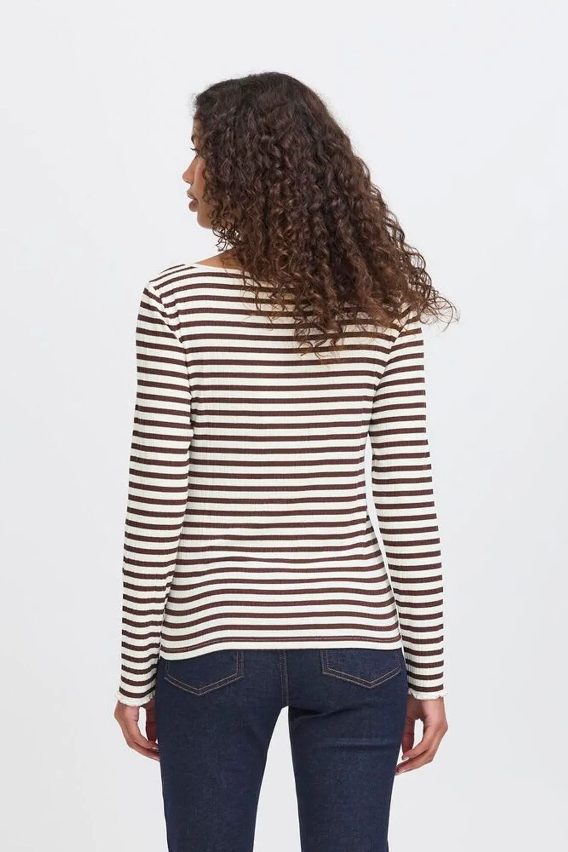 Cozy Knit HighNeck REFINED SQUARE NECK STRIPED TOP