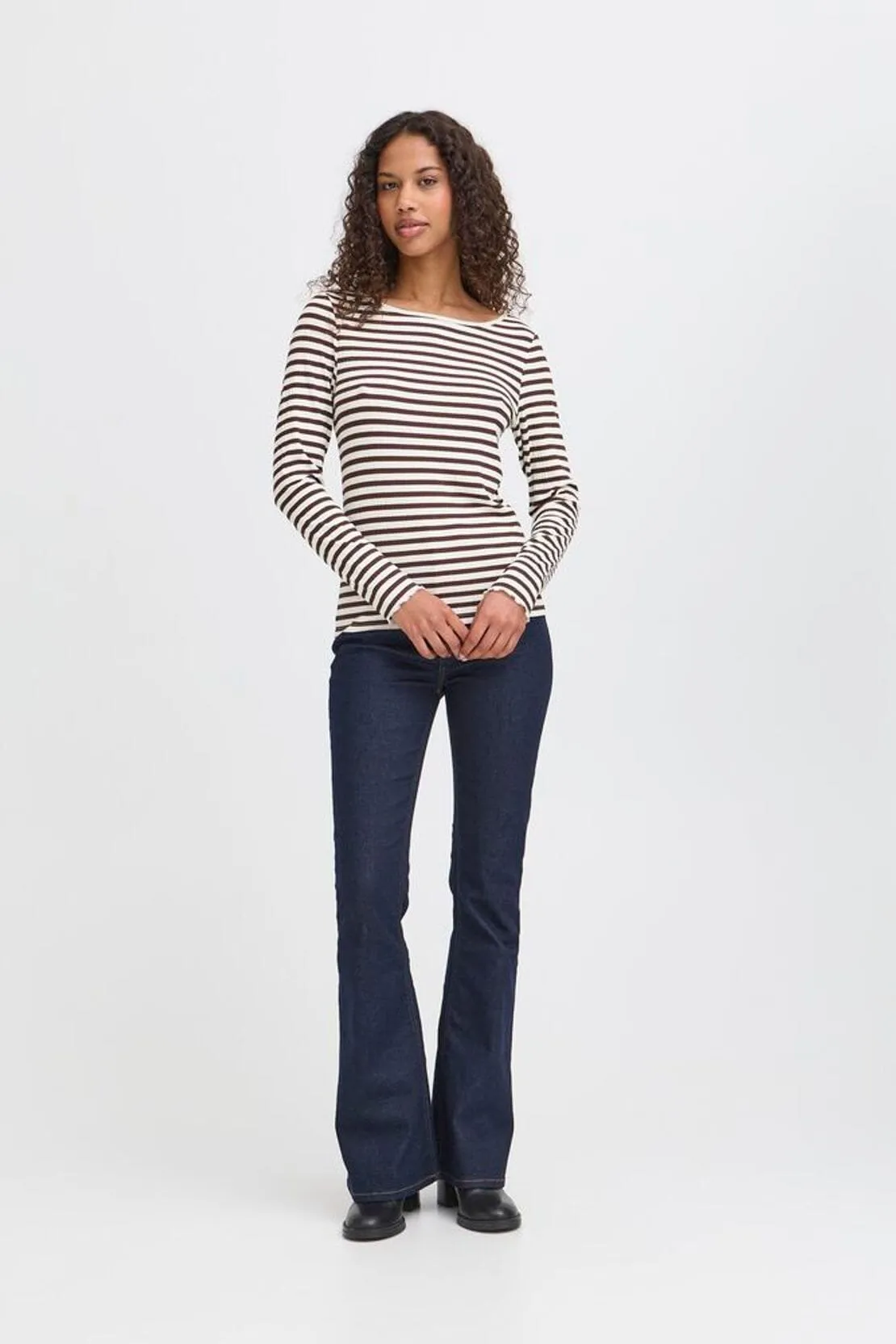 TaglessNecklineComfort Cozy Sweater REFINED SQUARE NECK STRIPED TOP