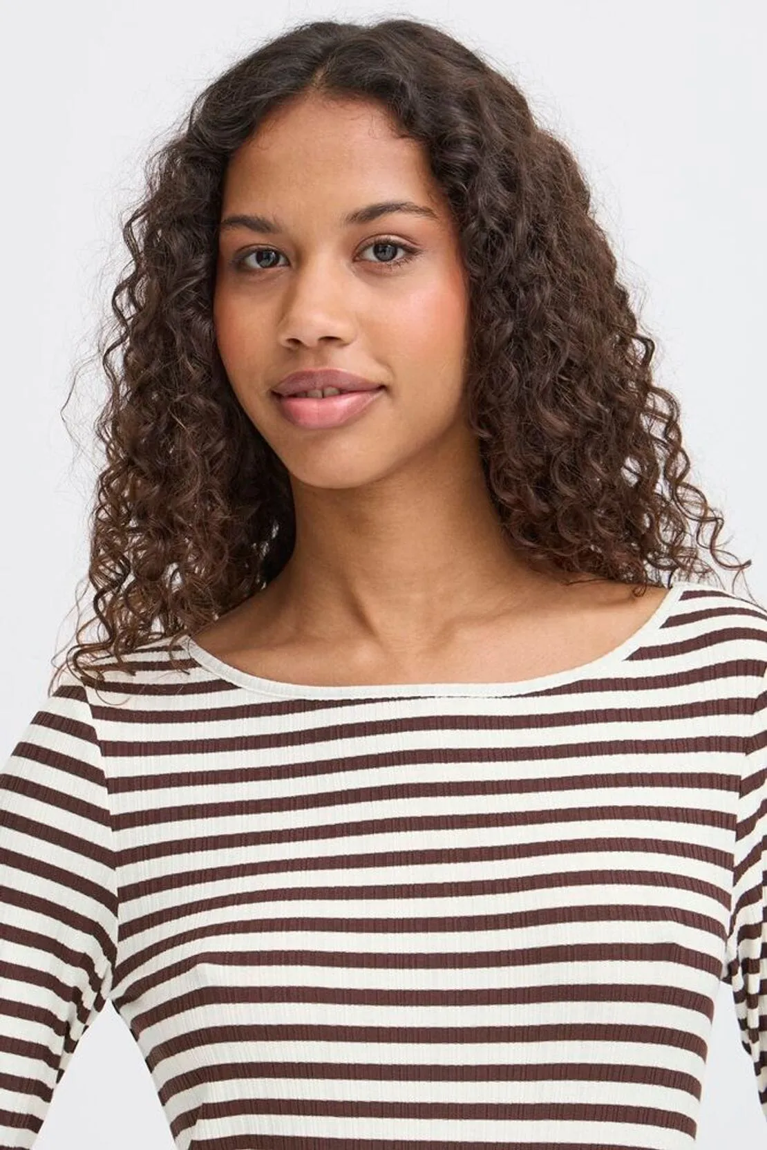 Anti Pilling Finish REFINED SQUARE NECK STRIPED TOP