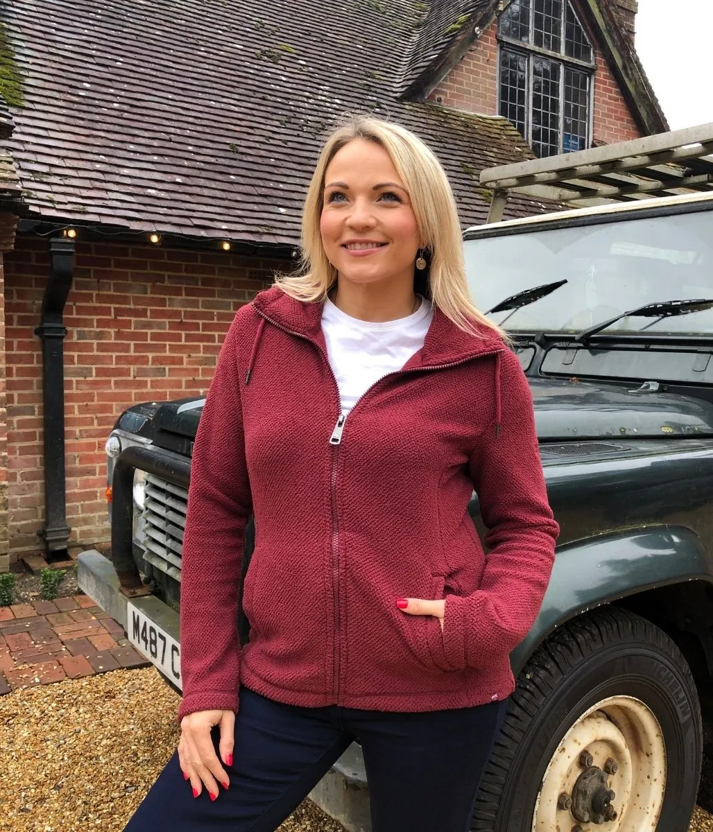 Sandwich Mesh Panel Structure Microfiber Material Burgundy Kizmitt Full Zip Fleece