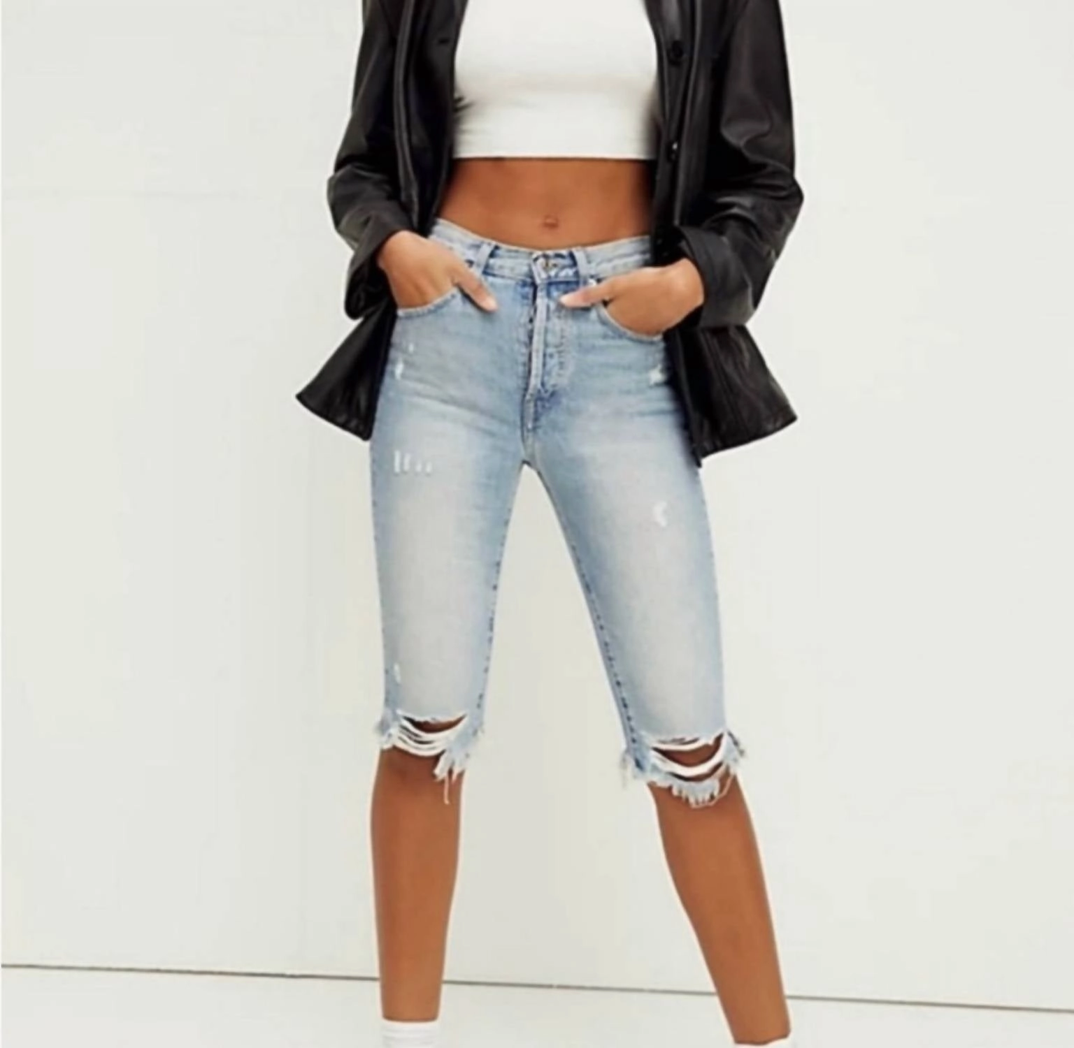 maternity option Game Day Cai Long Shorts In Demim