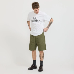 Canvas Chef Shorts Olive No Slip Gripper Geometric Pattern