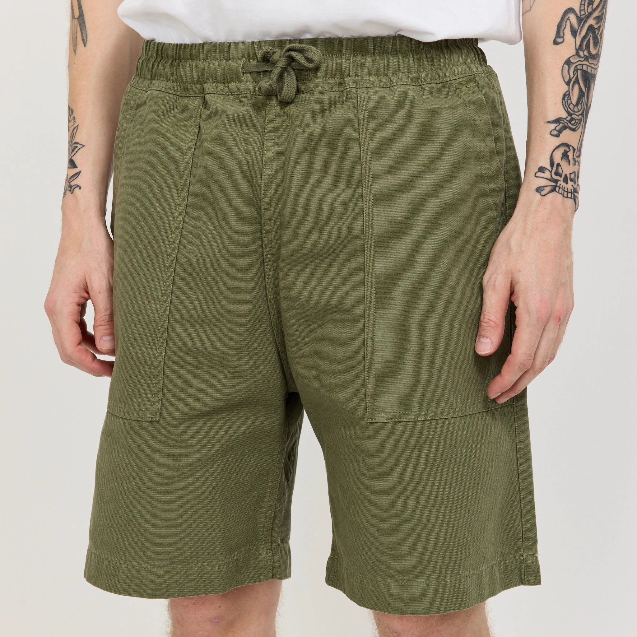 Flexible Movement Cut Comfort waistband Canvas Chef Shorts Olive
