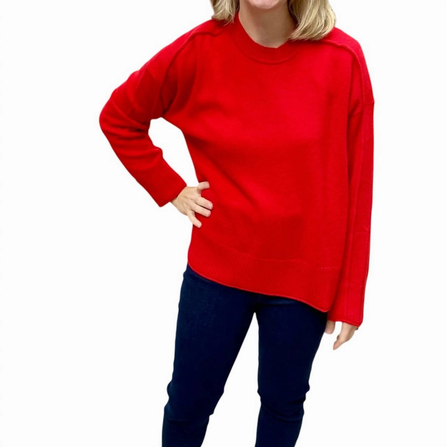 Trendy Layer Comfy Touch Cashmere Round Neck Sweater In Bombshell