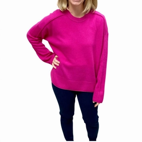 Cashmere Round Neck Sweater In Dragonfruit Warm And Comfortable