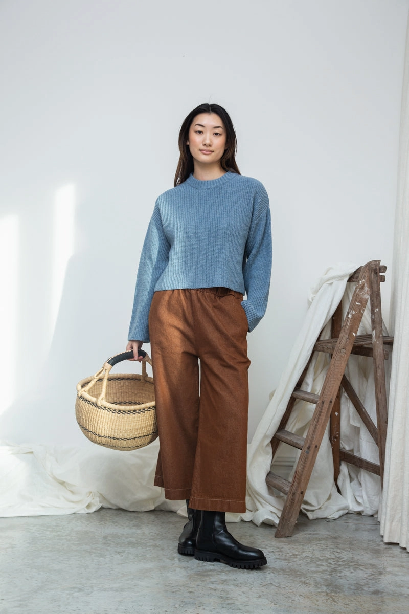 Active Design Evora-Leigh Recycled Cotton Denim Trousers in Bark Brown