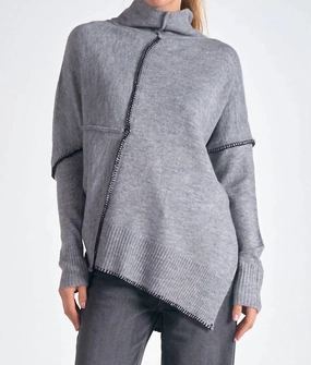 Vanilla Turtleneck Sweater In Heather Grey Chilly Weather Knit
