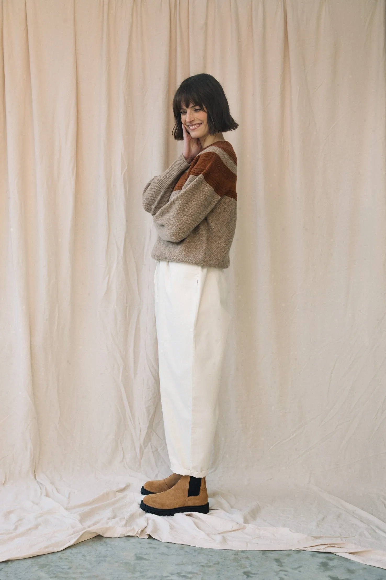 Cedar Organic Cotton Twill Trouser in Off-White Essential Look