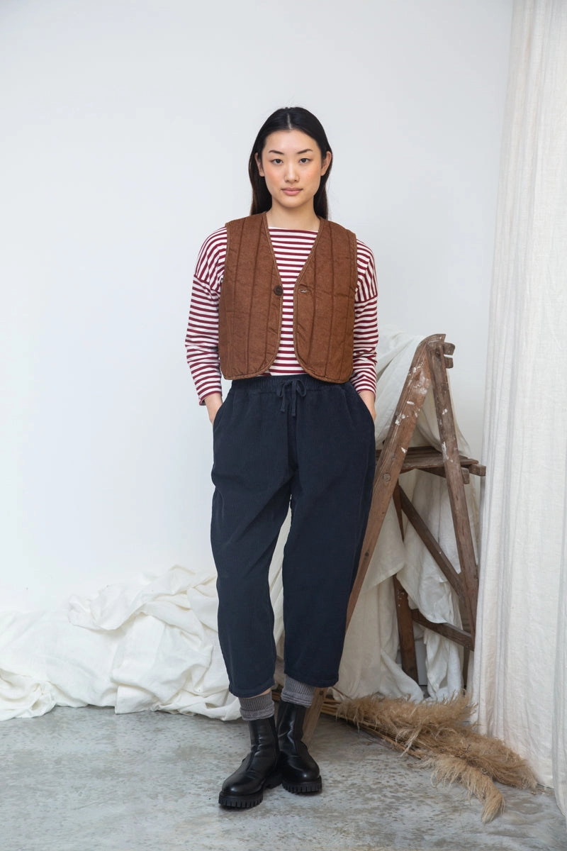 Cedar Organic Cotton Corduroy Trousers in Night Sky Navy Cozy Material
