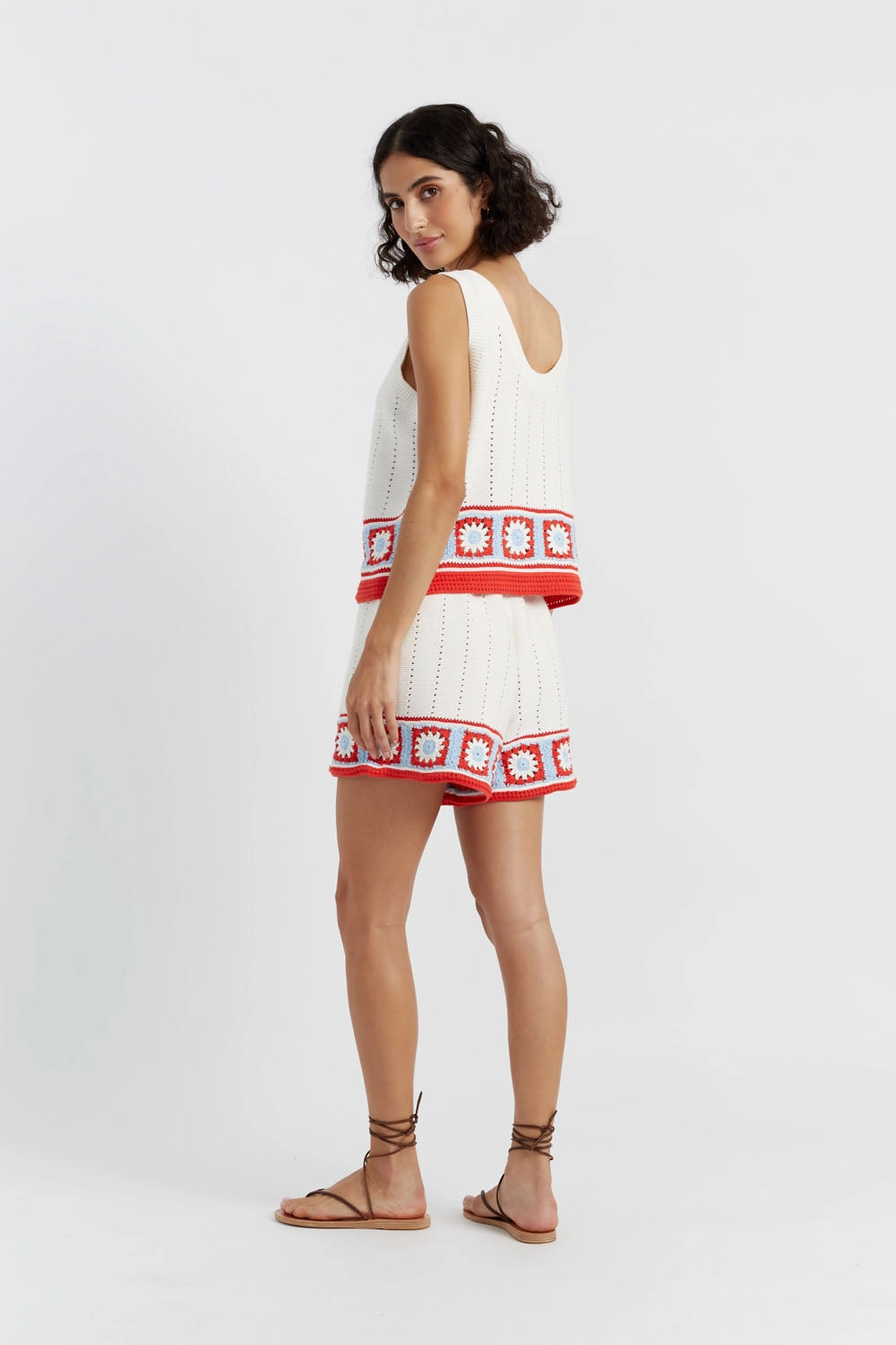 Terracotta Cotton Hand Crochet Shorts semi - formal event Rubberized Waist Grip